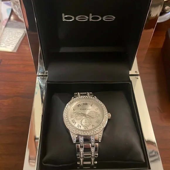 New! Unused! Bebe CHAMPAGNE DIAL CRYSTAL BEZEL WATCH Champagne Dial Crystal Bezel Watch Gold - bebe main image 2